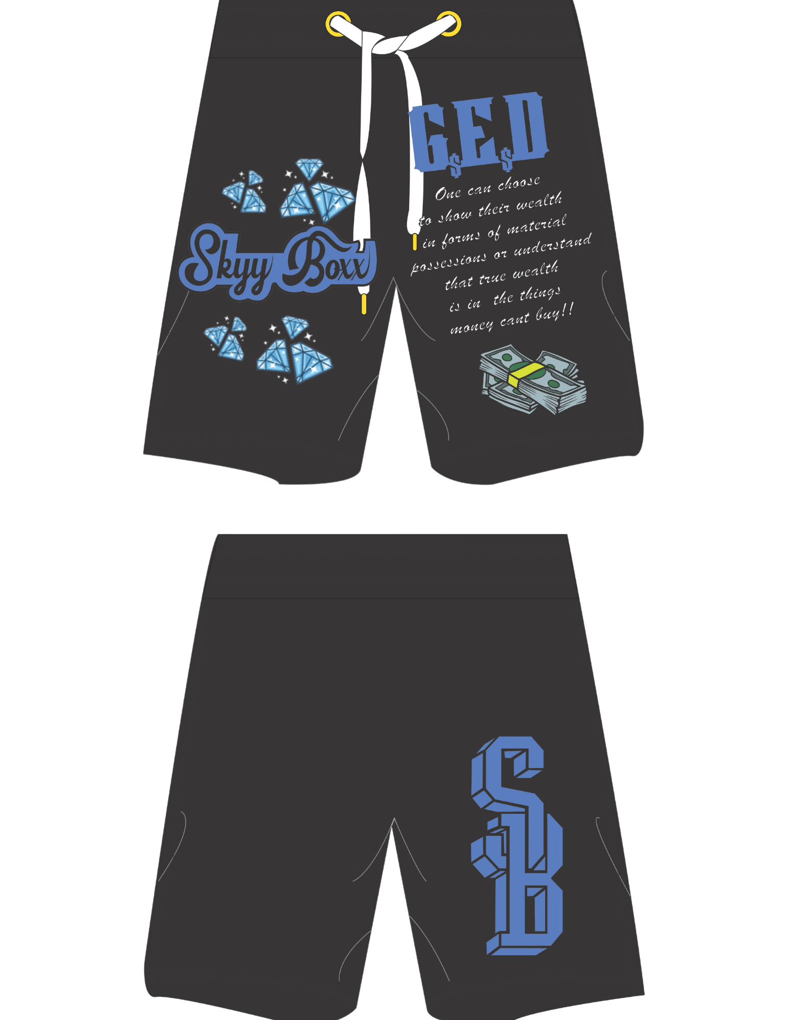 G.E.D Diamonds and Money Bags Sweat Shorts